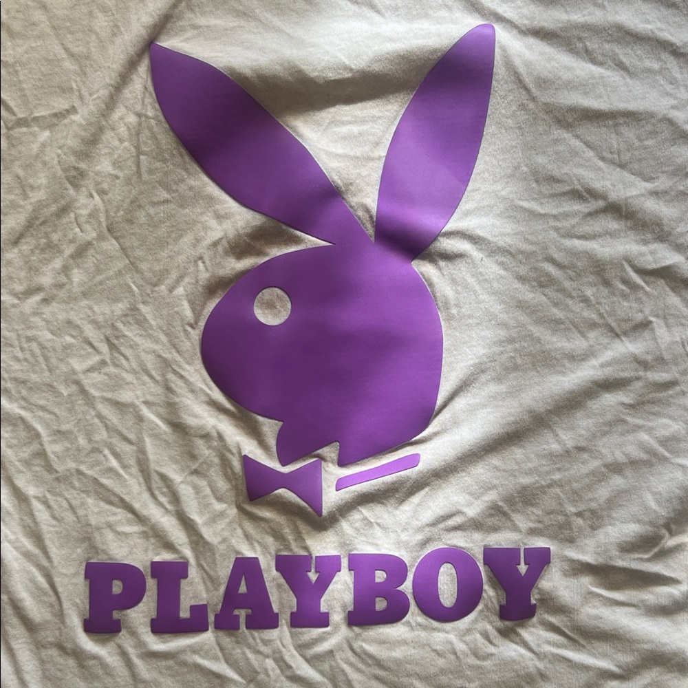 Playboy Cream Tee with Purple Icon Playboy By PacSun Masthead T-Shirt